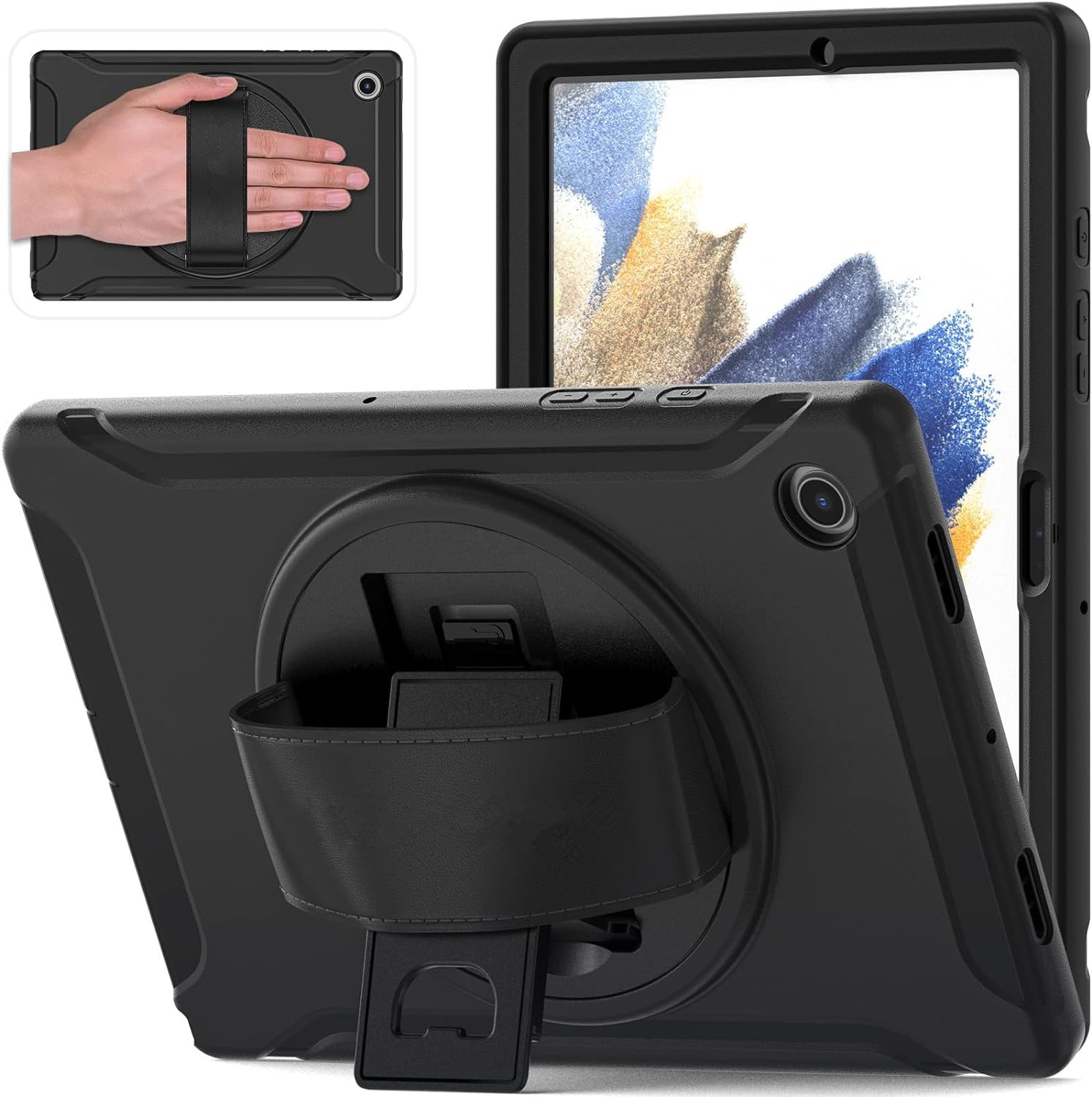 Étui robuste pour tablette avec béquille Defender et dragonne pour Samsung Tab A7 Lite 8,7 Étui robuste pour tablette avec béquille Defender et dragonne pour Samsung Tab A7 Lite 8,7